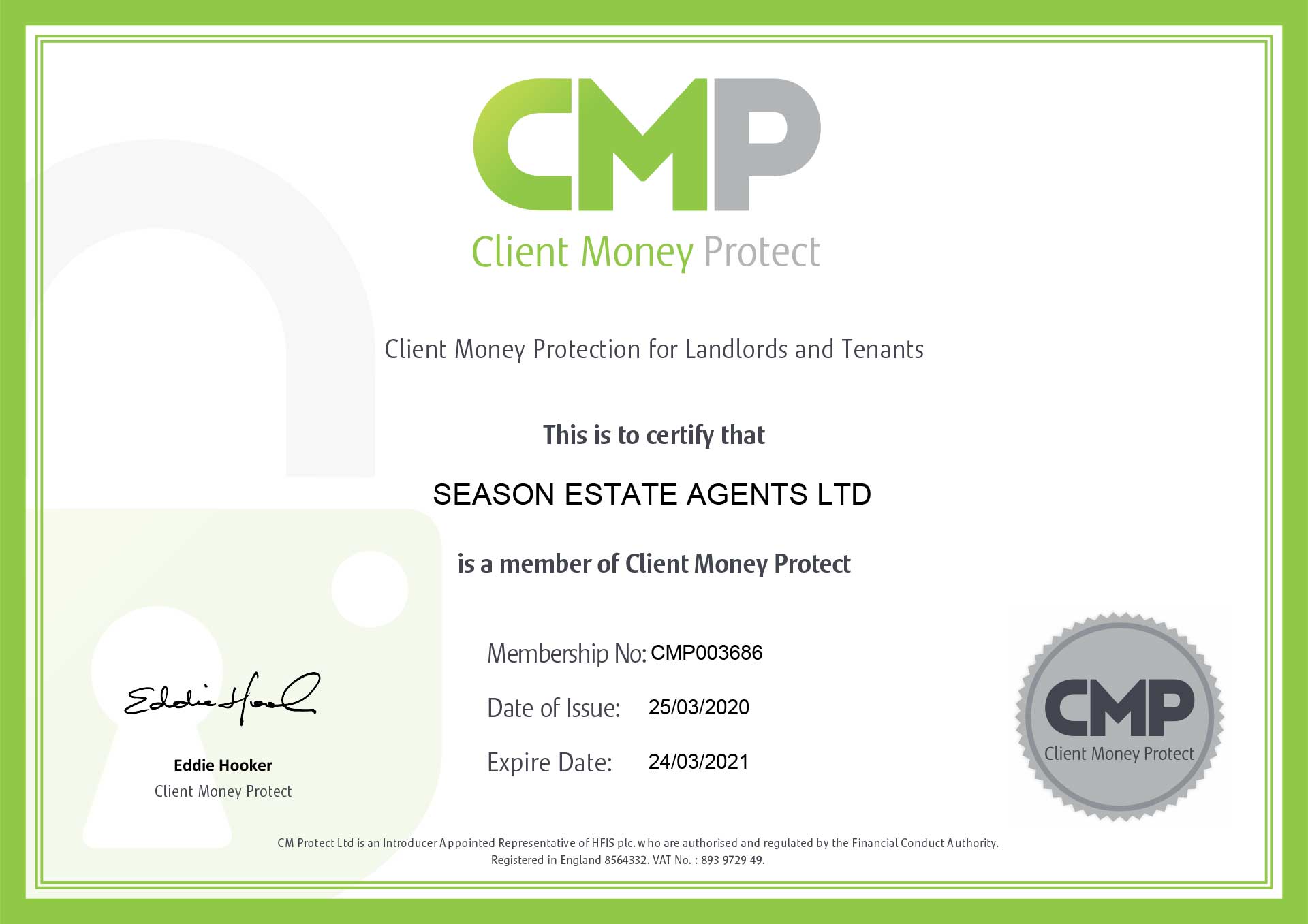 Client Money Protection Certificate